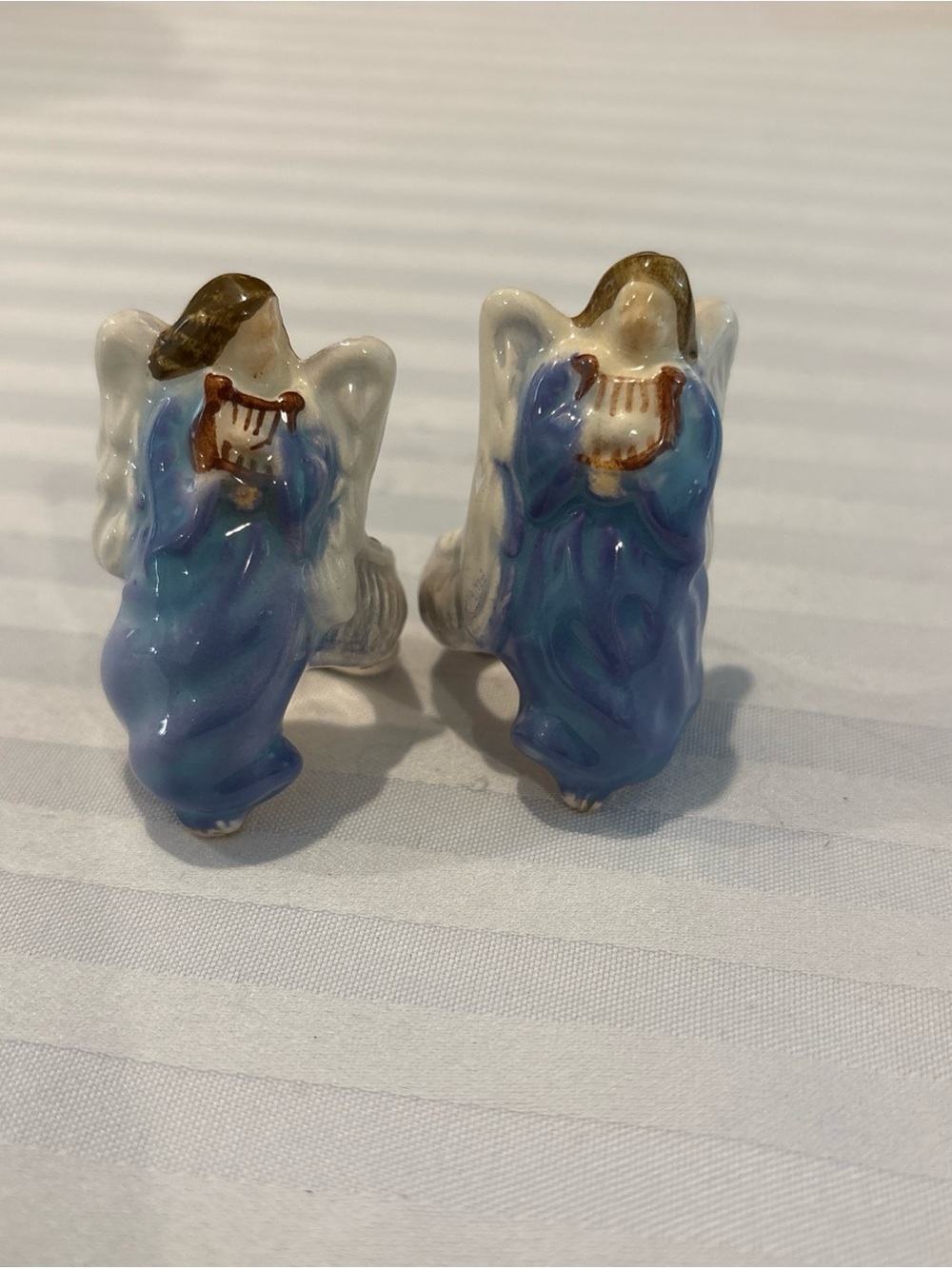 Vintage 1983 Avon Weiss Ceramic Angel Candle Huggers/Napkin Rings - 2 Piece Set